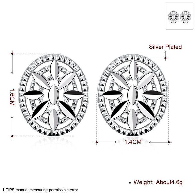 Wholesale Hot selling inlaid creative design Silver Earring Round Drop Earrings For Women Lady Fashion Wedding Engagement Party Jewelry TGSPE113 1