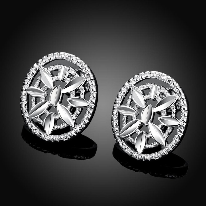 Wholesale Hot selling inlaid creative design Silver Earring Round Drop Earrings For Women Lady Fashion Wedding Engagement Party Jewelry TGSPE113 2