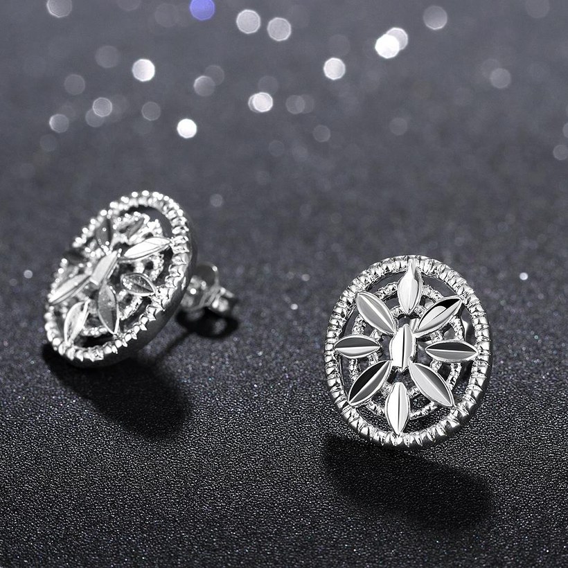 Wholesale Hot selling inlaid creative design Silver Earring Round Drop Earrings For Women Lady Fashion Wedding Engagement Party Jewelry TGSPE113 3