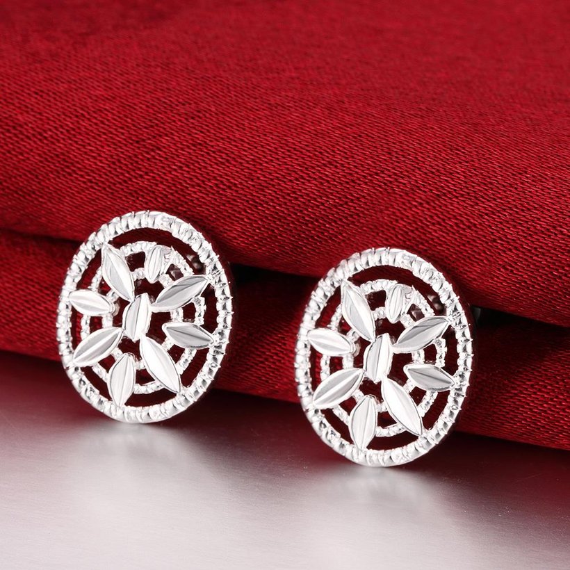 Wholesale Hot selling inlaid creative design Silver Earring Round Drop Earrings For Women Lady Fashion Wedding Engagement Party Jewelry TGSPE113 4