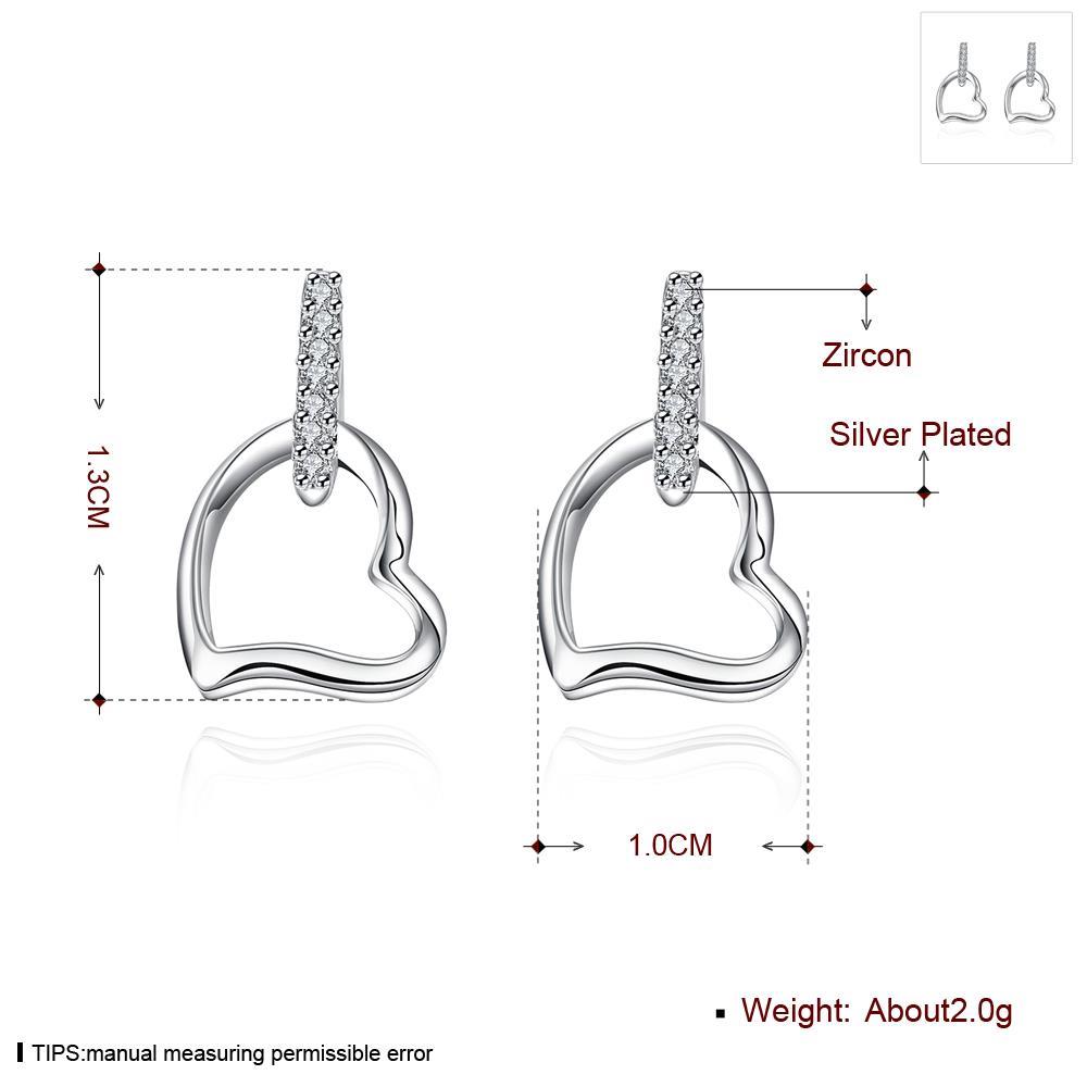 Wholesale Romantic delicate Silver plated Heart Hoop Earrings for Charm Women Wedding Party crystal zircon Fashion Jewelry TGSPE114 4