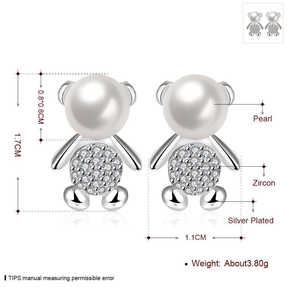 Wholesale Silver plated  Elegant Online Celebrity Ear Stud South Korea Dongdaemun Cute Little Bear Pearl Earring Simple Versatile Ear TGSPE245 0
