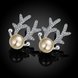 Wholesale Trendy Cute Christmas Deer ELK Animal pearl Silver plated Lady Stud Earrings Jewelry Women Promotion Gift TGSPE242 2 small