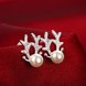 Wholesale Trendy Cute Christmas Deer ELK Animal pearl Silver plated Lady Stud Earrings Jewelry Women Promotion Gift TGSPE242 4 small