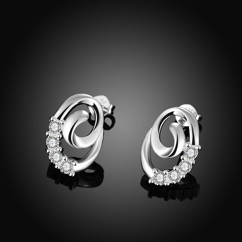 Wholesale Trendy Silver hot seller of CZ Stud Earring wreath Earring delicate Wedding Earrings For Women TGSPE006 0