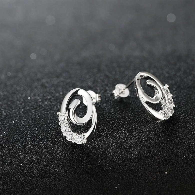 Wholesale Trendy Silver hot seller of CZ Stud Earring wreath Earring delicate Wedding Earrings For Women TGSPE006 2