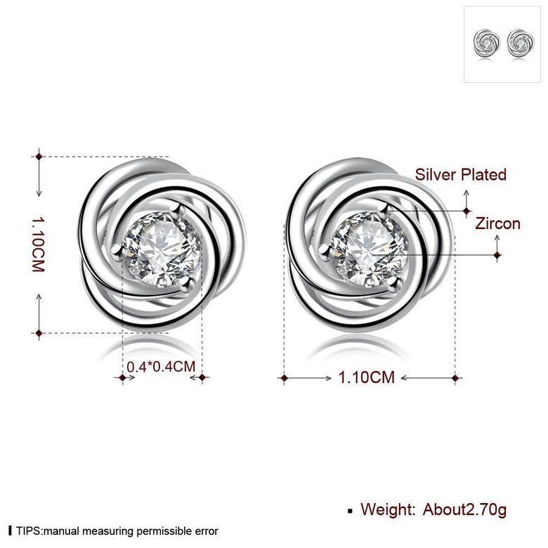 Wholesale Euramerican fashionable Silver plated Stud Earrings For Women Luxury flower Cubic Zirconia Wedding Earring Jewelry Accessory TGSPE213 0