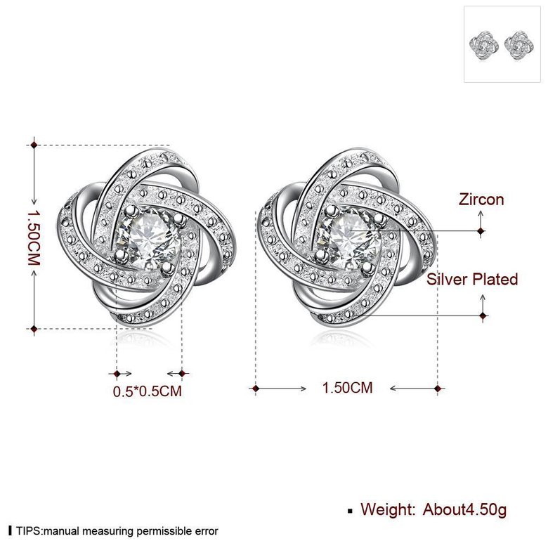 Wholesale Euramerican fashionable Silver plated Stud Earrings For Women Luxury flower white Cubic Zirconia Wedding Jewelry Accessory TGSPE225 0