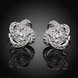Wholesale Euramerican fashionable Silver plated Stud Earrings For Women Luxury flower white Cubic Zirconia Wedding Jewelry Accessory TGSPE225 1 small