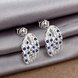 Wholesale Fashion Hollow Silver Color leaf Earrings Trendy blue Rhinestone Crystal Earring Jewelry European style  TGSPE228 1 small