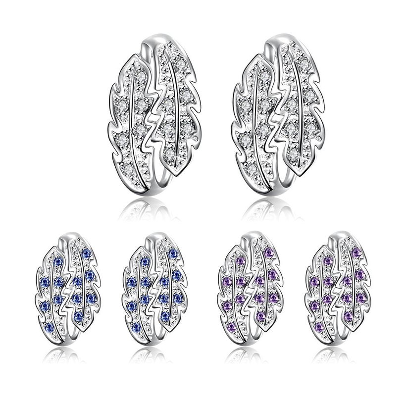 Wholesale Fashion Hollow Silver Color leaf Earrings Trendy blue Rhinestone Crystal Earring Jewelry European style  TGSPE228 3
