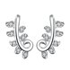 Wholesale European and American style Trendy  Silver plated Spring Leaf Clear CZ Zircon Stud Earrings for Women Jewelry TGSPE230 4 small