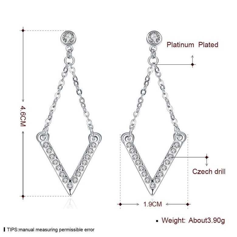 Wholesale Classic Imitation Rhodium Geometric White Crystal Dangle Earring TGGPDE188 0