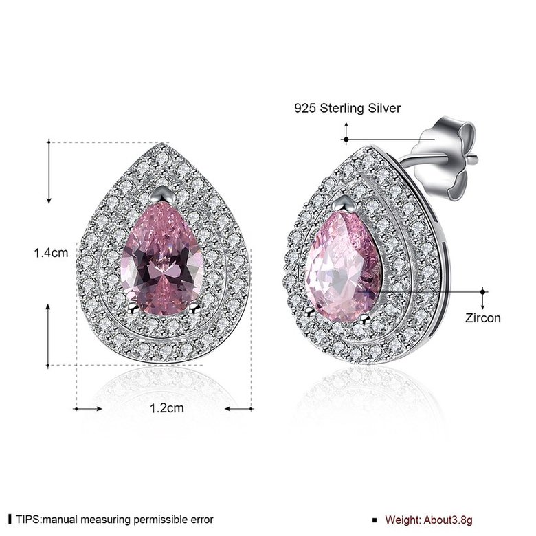 Wholesale Trendy 925 Sterling Silver Water Drop Pink CZ Clip Earring TGSLE135 0
