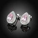 Wholesale Trendy 925 Sterling Silver Water Drop Pink CZ Clip Earring TGSLE135 1 small