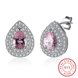 Wholesale Trendy 925 Sterling Silver Water Drop Pink CZ Clip Earring TGSLE135 4 small