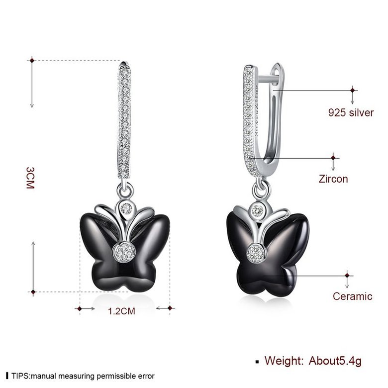 Wholesale Fashion 925 Sterling Silver Black Insect Ceramic Dangle Earring TGSLE170 3