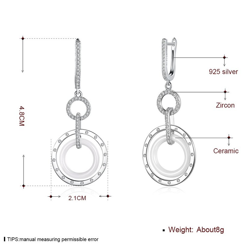 Wholesale Fashion 925 Sterling Silver White Round Ceramic Dangle Earring TGSLE175 4