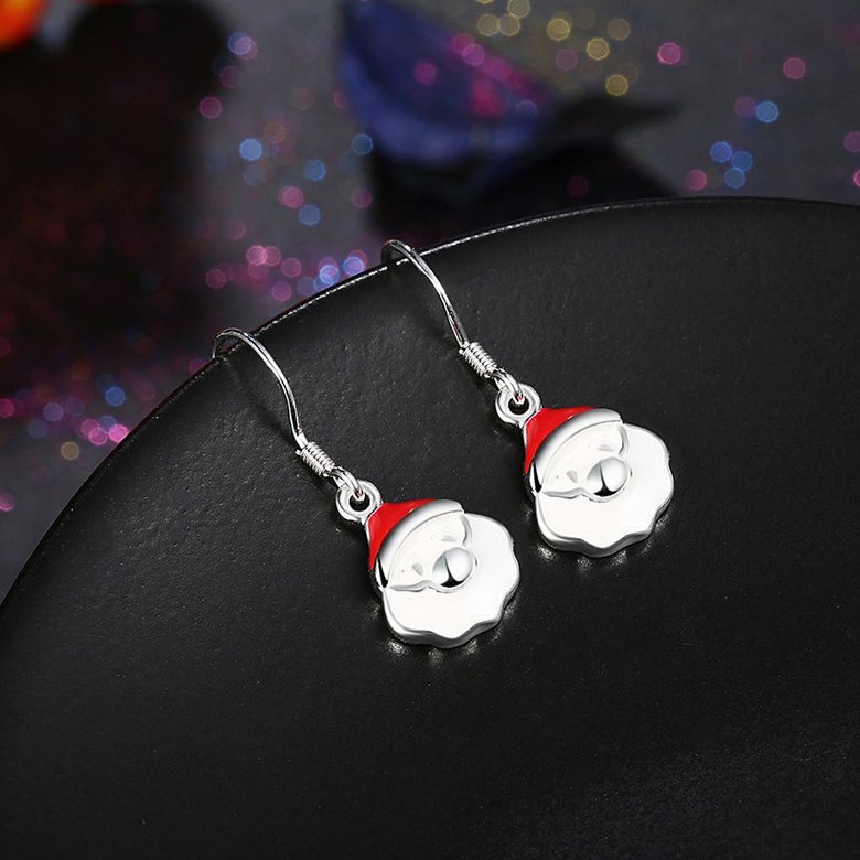 Wholesale Trendy Silver White Santa Claus Dangle EarringChristmas Gift TGSPDE348 2