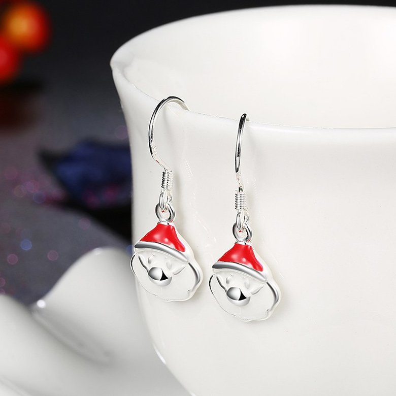 Wholesale Trendy Silver White Santa Claus Dangle EarringChristmas Gift TGSPDE348 3