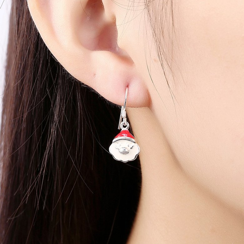 Wholesale Trendy Silver White Santa Claus Dangle EarringChristmas Gift TGSPDE348 4