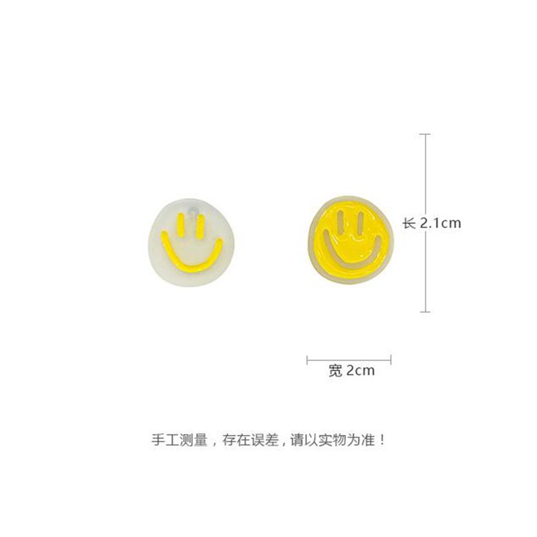 Wholesale Smiling Face Acrylic Earrings for Women Girls Cute Stud Earrings Yellow Asymmetric stud Female Fashion Jewelry VGE003 1