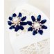 Wholesale 2020 fashion crystal rhinestone stud earrings  noble blue flowers earrings for women jewelry VGE004 0 small