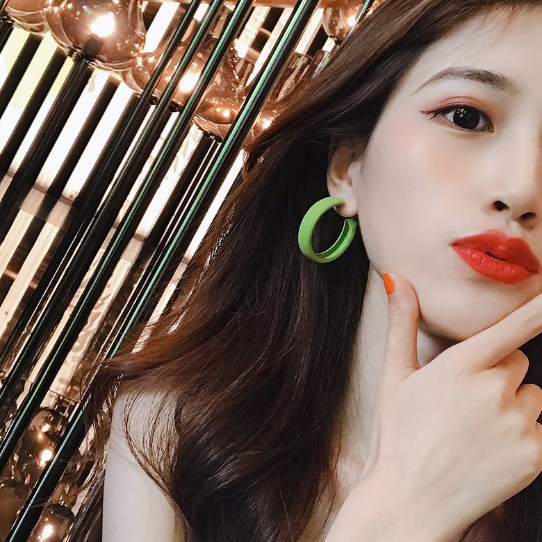 Wholesale Fashion Candy Color Sexy Big Circle Hoop Earrings For Women Green Orange  Earring Wedding Party Jewelry VGE005 1
