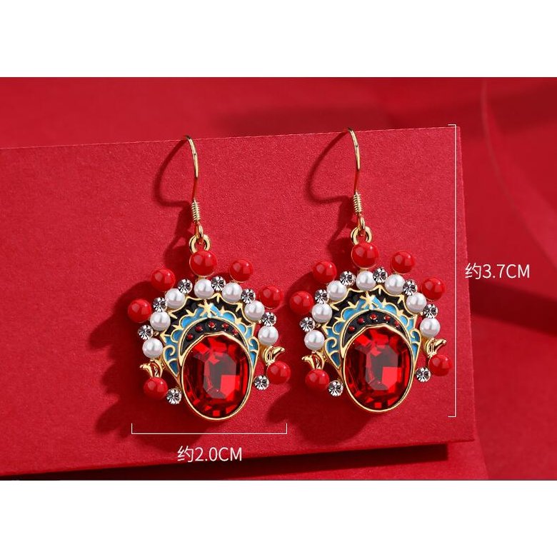 Wholesale Pair of Phoenix Coronet Pearl Earring Chinese Style Earring Peking Opera Mask Ear Jewelry Decor for Women Lady VGE007 3