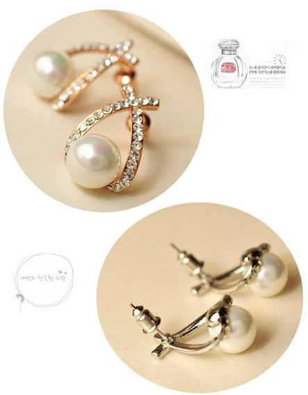 Wholesale 2020 New Fashion Jewelry Simulated Pearl Drop Earrings Cute For Women Shiny Crystal Wedding Jewelry Elegant VGE009 3