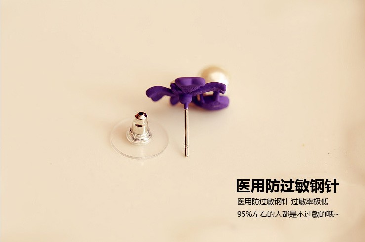 Wholesale Korean Design Enamel Drip Bowknot Round Simulated Pearl Drop Earrings for Women Student Girl Gift DIY Sweet Creative Jewelry VGE010 2