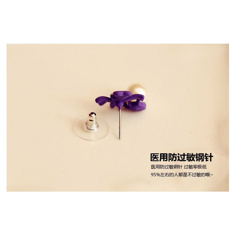 Wholesale Korean Design Enamel Drip Bowknot Round Simulated Pearl Drop Earrings for Women Student Girl Gift DIY Sweet Creative Jewelry VGE010 2