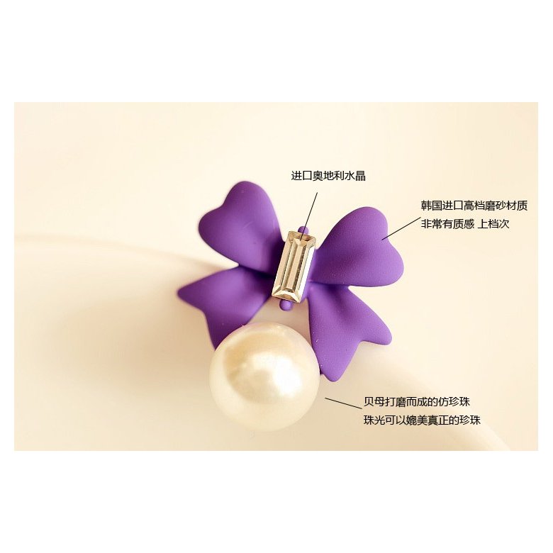 Wholesale Korean Design Enamel Drip Bowknot Round Simulated Pearl Drop Earrings for Women Student Girl Gift DIY Sweet Creative Jewelry VGE010 3