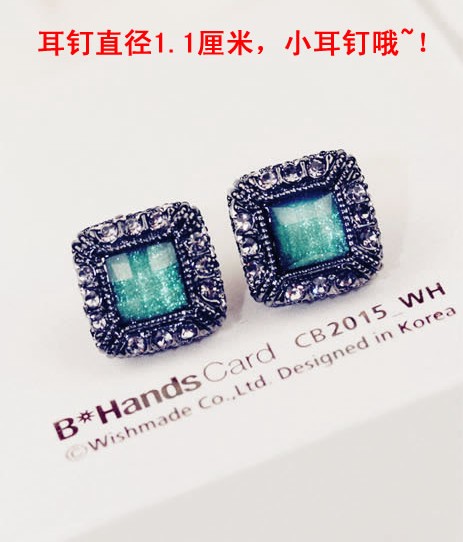 Wholesale 2020 New fashion jewelry  Square Diamond Stud Earrings For Women Fine Jewelry VGE012 0