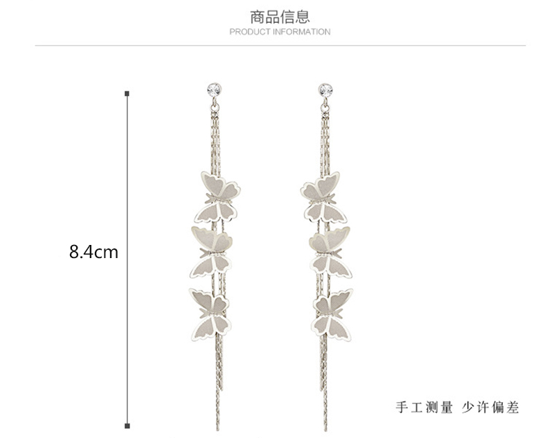 Wholesale Korean Temperament Elegant Long Tassel Earrings Cute Flying Butterfly Pendant Earrings Fashion Wild Female Jewelry Gift For Girl VGE013 2