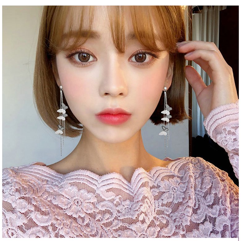 Wholesale Korean Temperament Elegant Long Tassel Earrings Cute Flying Butterfly Pendant Earrings Fashion Wild Female Jewelry Gift For Girl VGE013 3