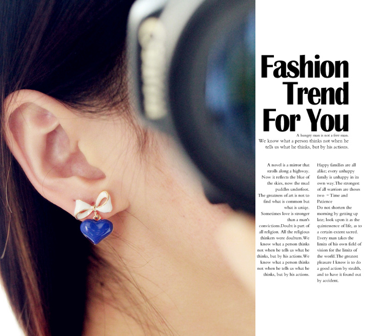 Wholesale Korean Style Bowknot Heart Earrings For Women Fashion Stylish Sweet Cute Stud Earrings Vintage Jewelry   VGE015 2