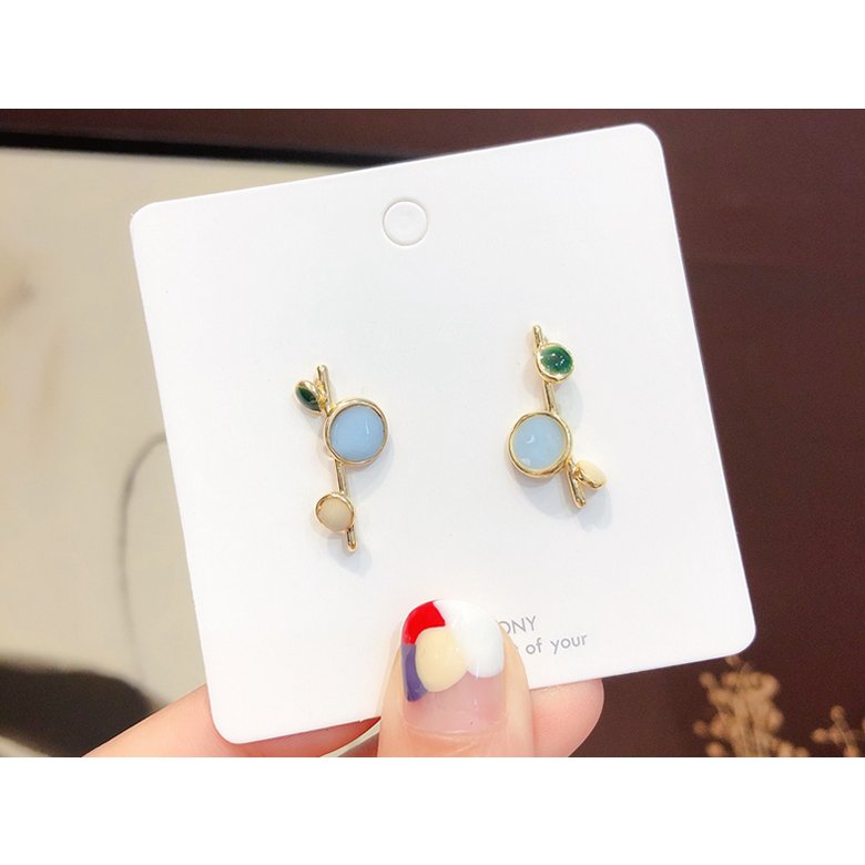 Wholesale Korean Style  Green Leaves Earrings  For Women Fashion Stylish Sweet Cute Stud Earrings Jewelry VGE017 3