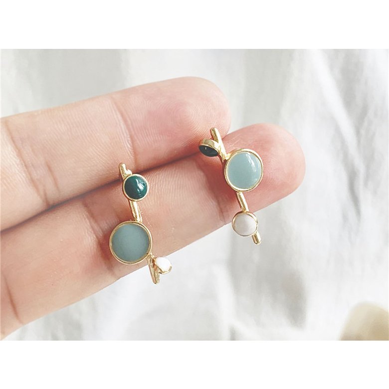 Wholesale Korean Style  Green Leaves Earrings  For Women Fashion Stylish Sweet Cute Stud Earrings Jewelry VGE017 4