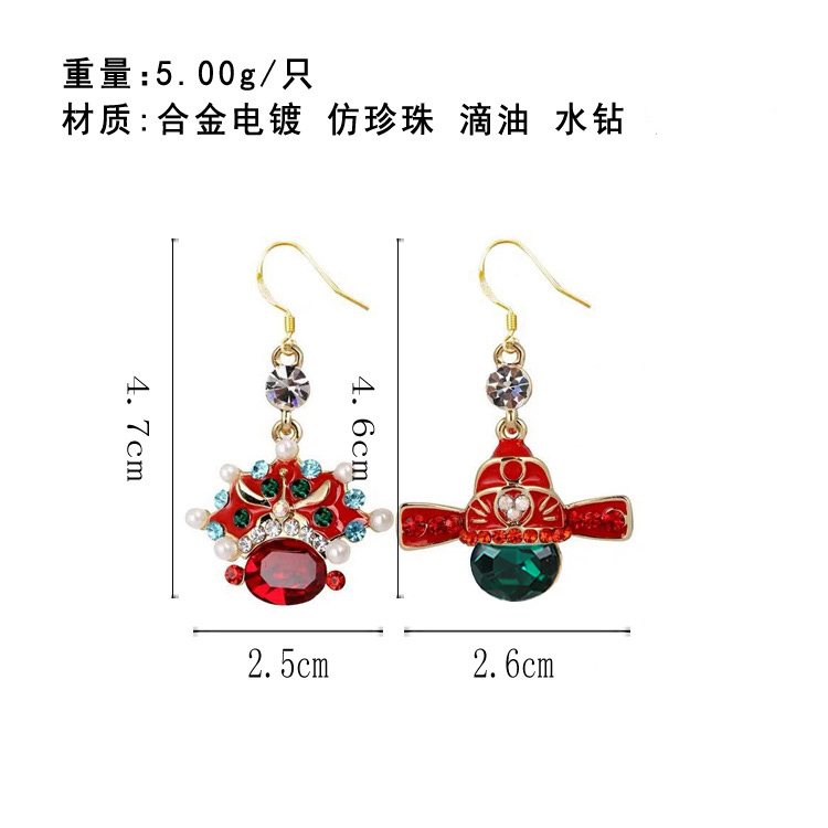 Wholesale Pair of Phoenix Coronet Pearl Earring Chinese Style Earring Peking Opera Mask Ear Jewelry Decor for Women Lady VGE018 2