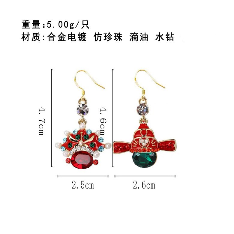 Wholesale Pair of Phoenix Coronet Pearl Earring Chinese Style Earring Peking Opera Mask Ear Jewelry Decor for Women Lady VGE018 2