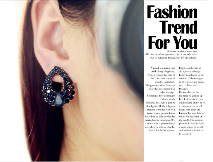 Wholesale New Women Girls Ladies Retro Bohemian Style Drop-shaped Pendant Earrings Jewelry VGE019 0