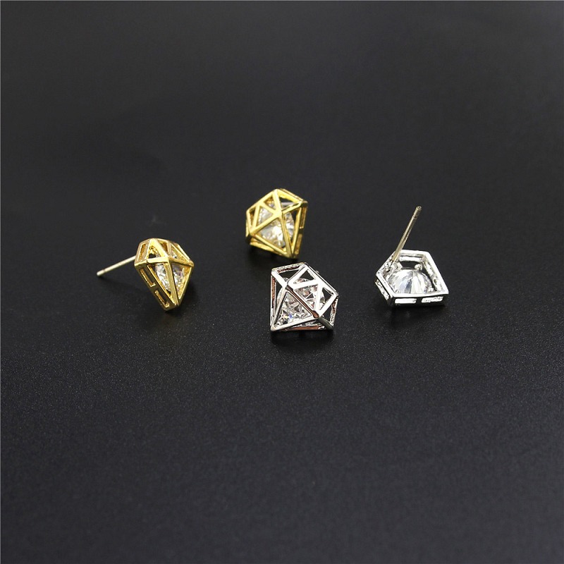 Wholesale Fashion wholesale Jewelry Crown Women Classic Shining Zircon Small Stud Earrings Gold Color Ears Stud VGE023 5