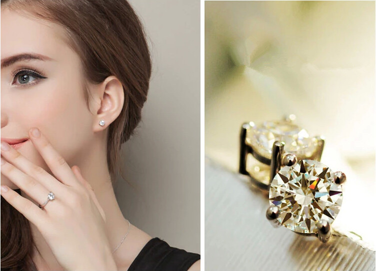 Wholesale Classical Popular Style Stud Earrings for Women High Quality Clear White Zircon Stone Luxury earrings VGE024 4