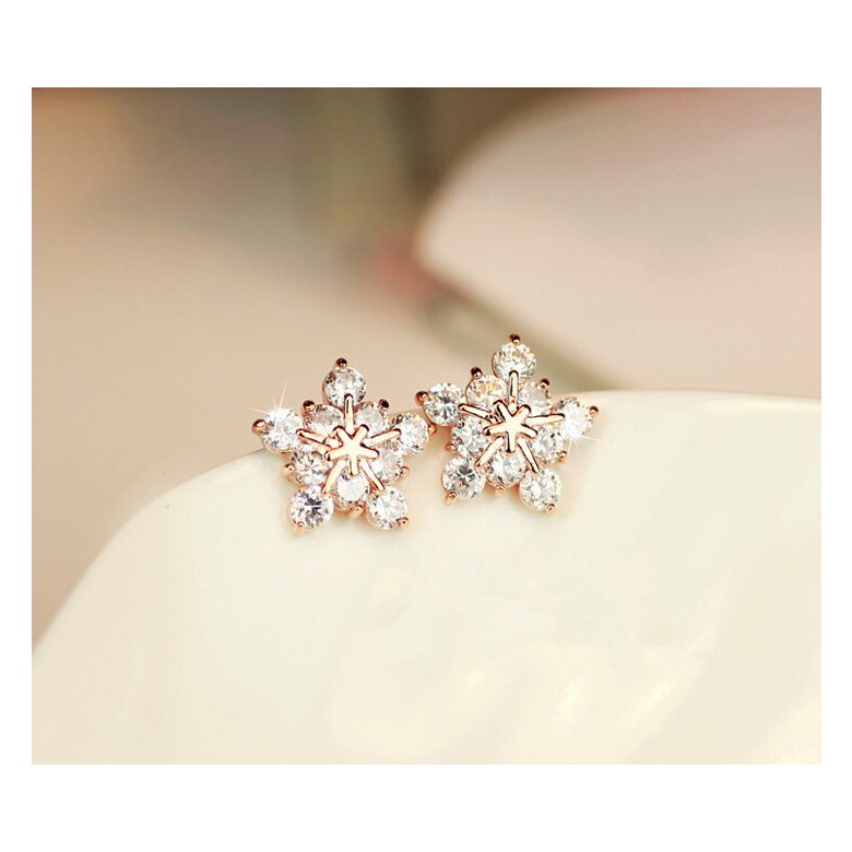 Wholesale Exaggerated Korean Style Romantic Snow Flower Stud Earrings For Elegant 925 Silver Zirconia Stone Earring Jewelry VGE027 4