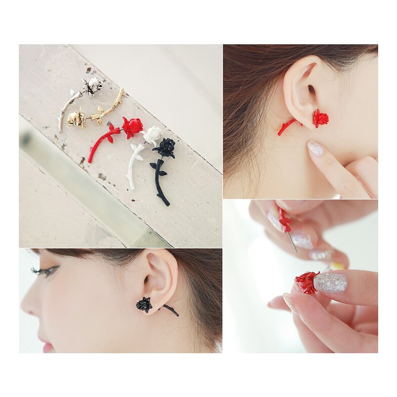 Wholesale KISSWIFE 2020 New Elegant wholesale jewelry black rose Flower Ladies  Earrings VGE033 1