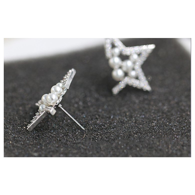 Wholesale Fashion Jewelry Elegant Star Pearl Earrings White zircon Pearl Stud Earrings Wedding Party Earrings For Women VGE034 1
