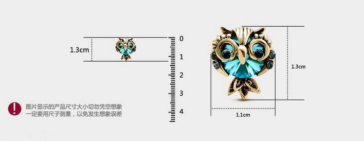 Wholesale Jewelry Crystal Owl Stud Earrings For Women Vintage Gold Color Animal Statement Earrings VGE036 1
