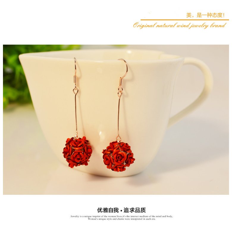 Wholesale New Fashion Lady  Rose Flower Earring  For Women Vintage Jewelry VGE037 2