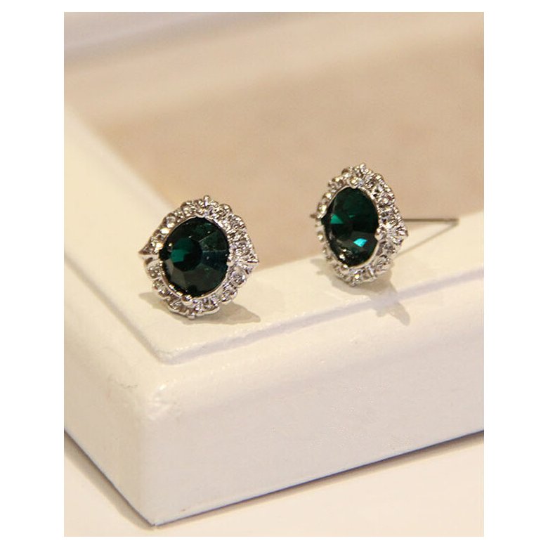 Wholesale Fashion Female Circle stud earrings synthetic emerald  Vintage Earrings Wedding jewelry For Women VGE038 0
